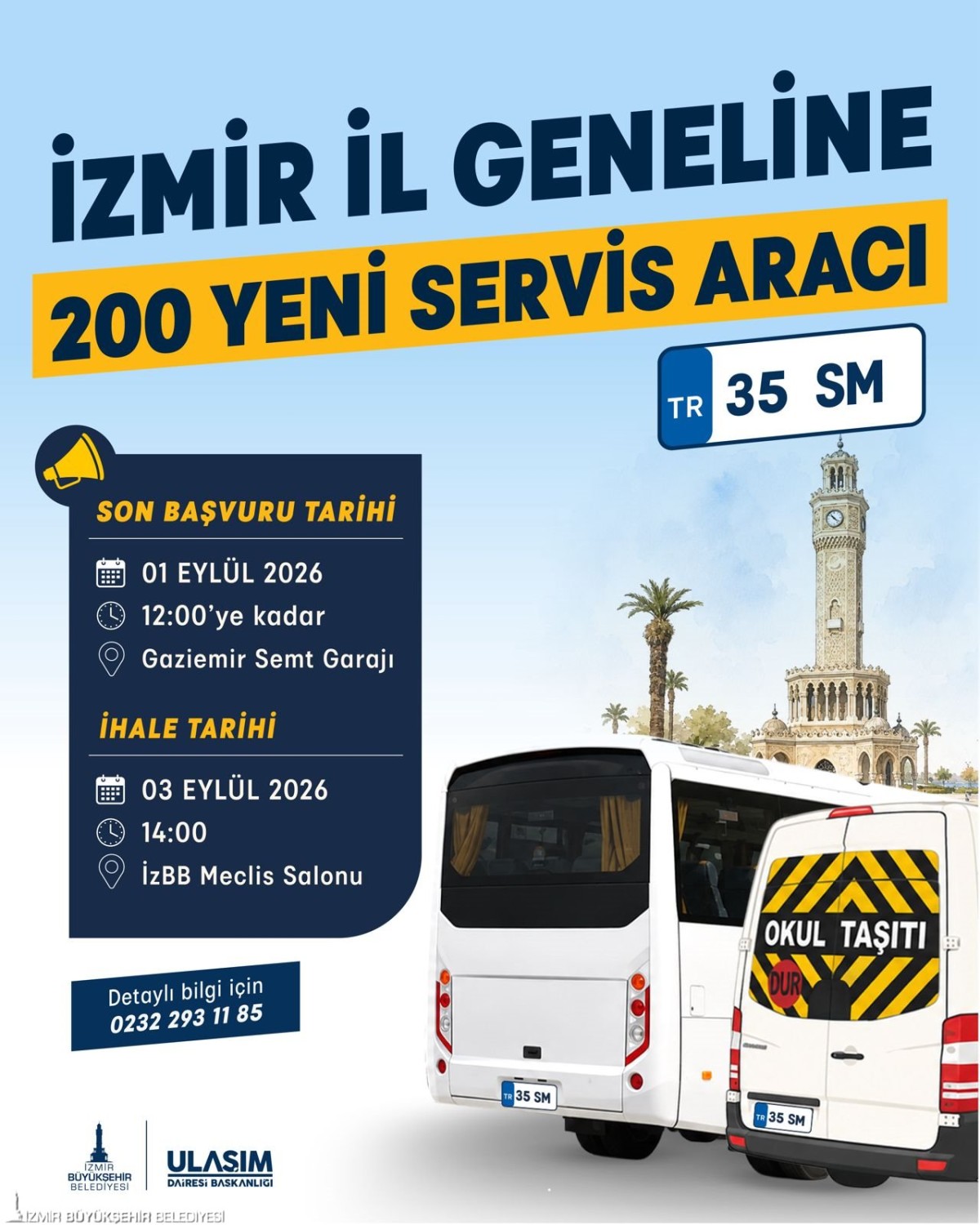 Büyükşehir’den İzmir’e 400 yeni servis aracı plakası